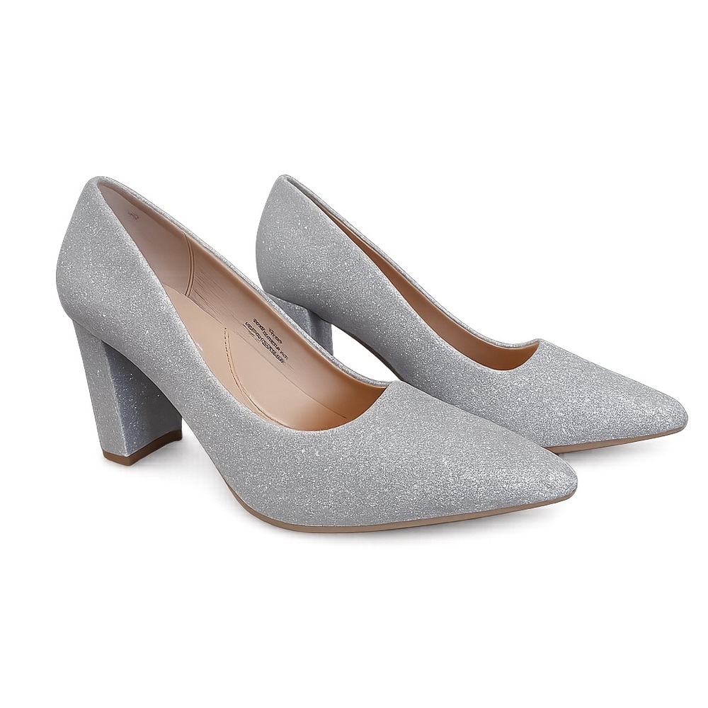 Shimmering Silver Women's Block Heels